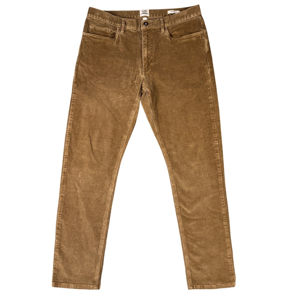 Flint and Tinder 365 Corduroy Pants Slim Fit Brown 34x32 Mens 5-Pocket Cords